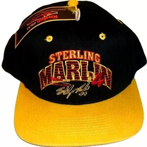 Sterling Marlin 90s Vintage Kodak Nascar Racing Snapback hat New Black Yellow